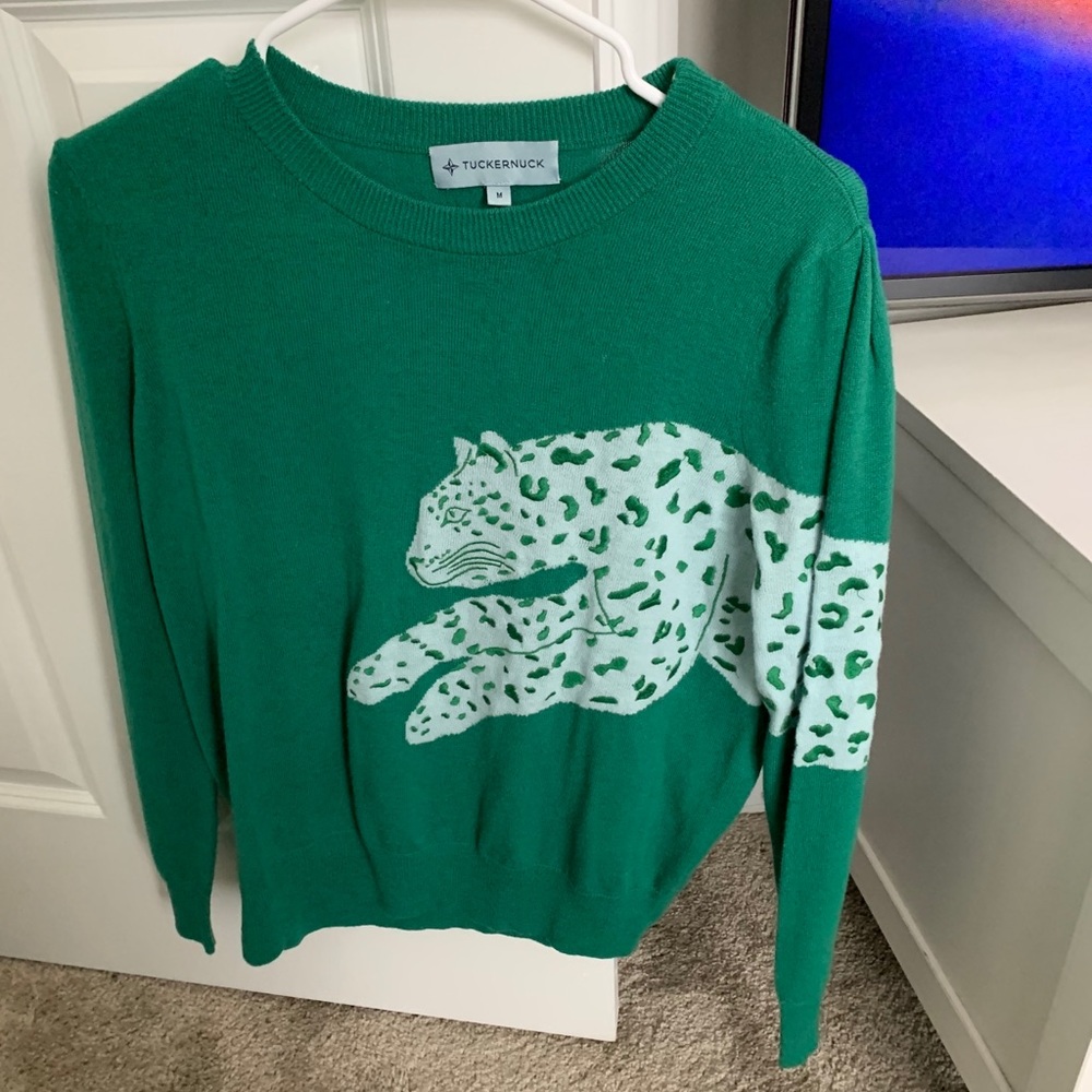 Green Tuckernuck cheetah sweater